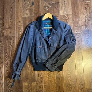 Vintage women’s waxed cotton bomber jacket.